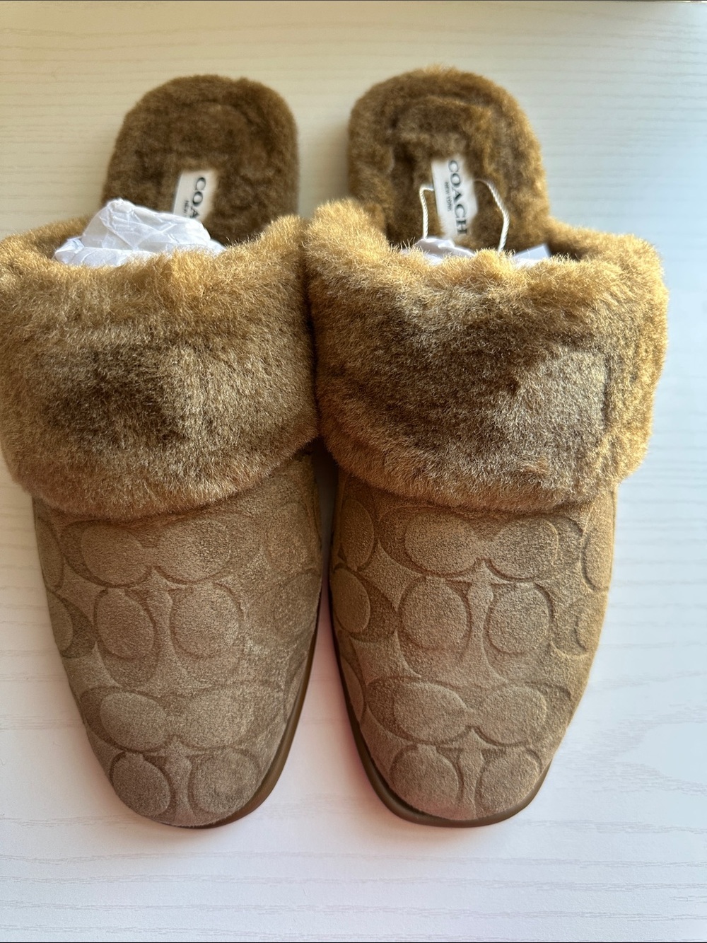 NWT Coach mule with Sherpa brown few sizes available